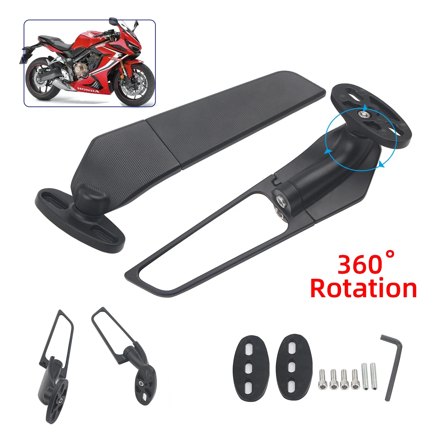 

For Honda CBR VFR 400 750 800 VTR1000F Motorcycle Mirror Modified Wind Wing Adjustable Rotating Rearview Mirror Moto