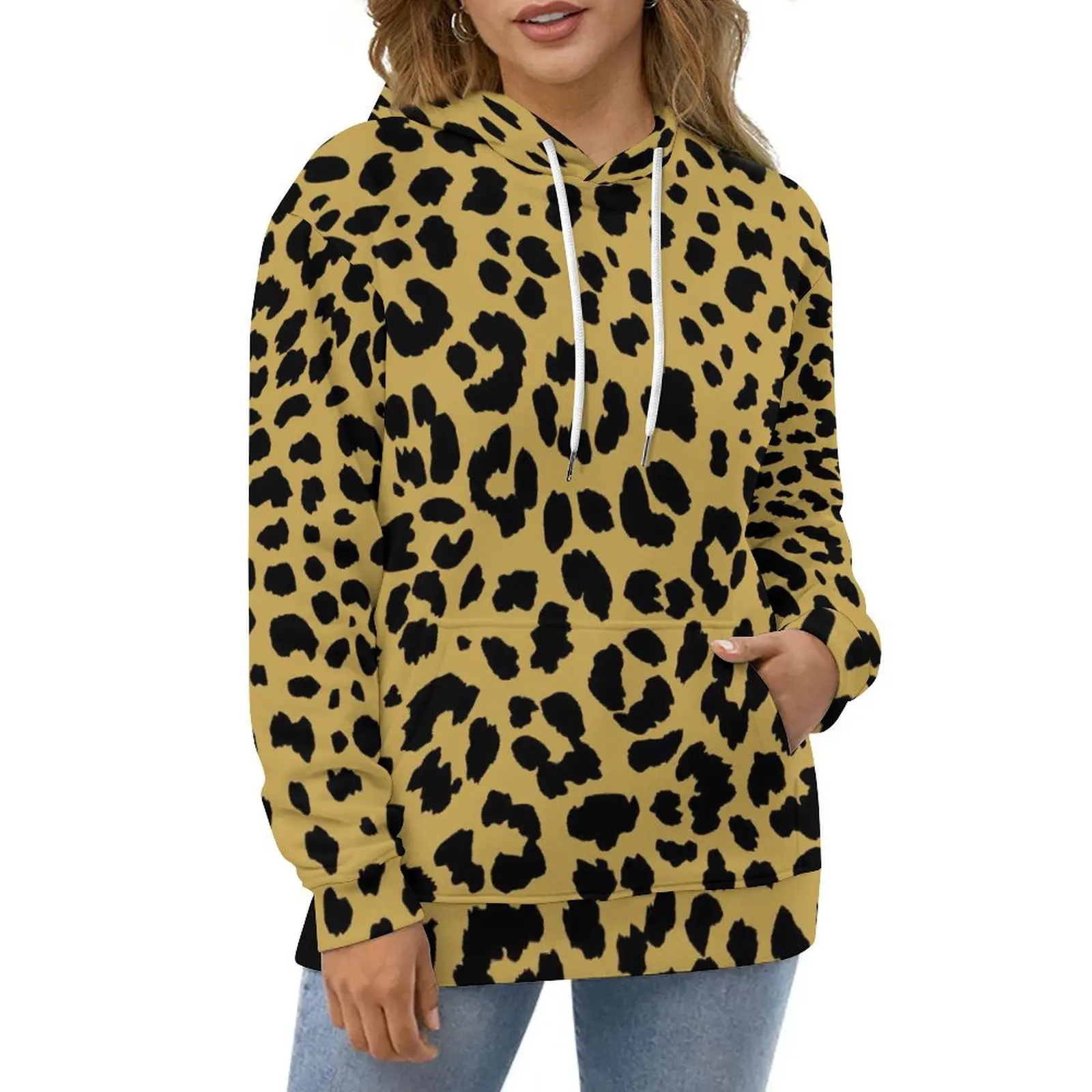 Trendy Leopard Hoodies Classic Animal Print Korean Fashion Casual Pullover Hoodie Long Sleeve Elegant Sweatshirts Birthday Gift