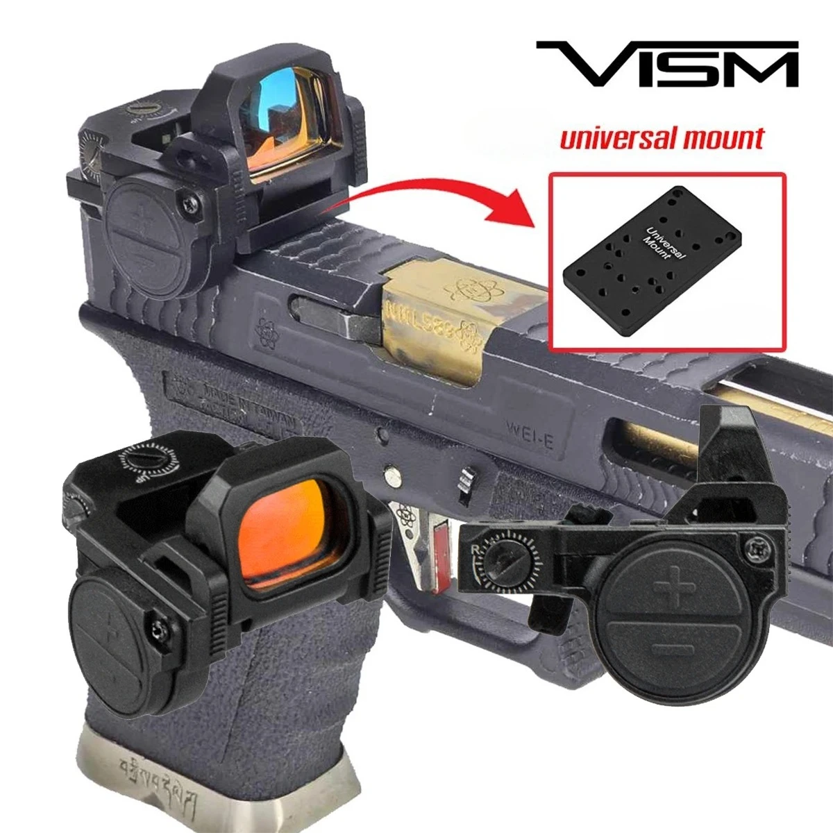 Mira telescópica táctica mejorada VISM PRO abatible hacia arriba 3 MOA, punto rojo y verde, óptica reflejo con Base de montaje G17 MOS para pistola de Rifle