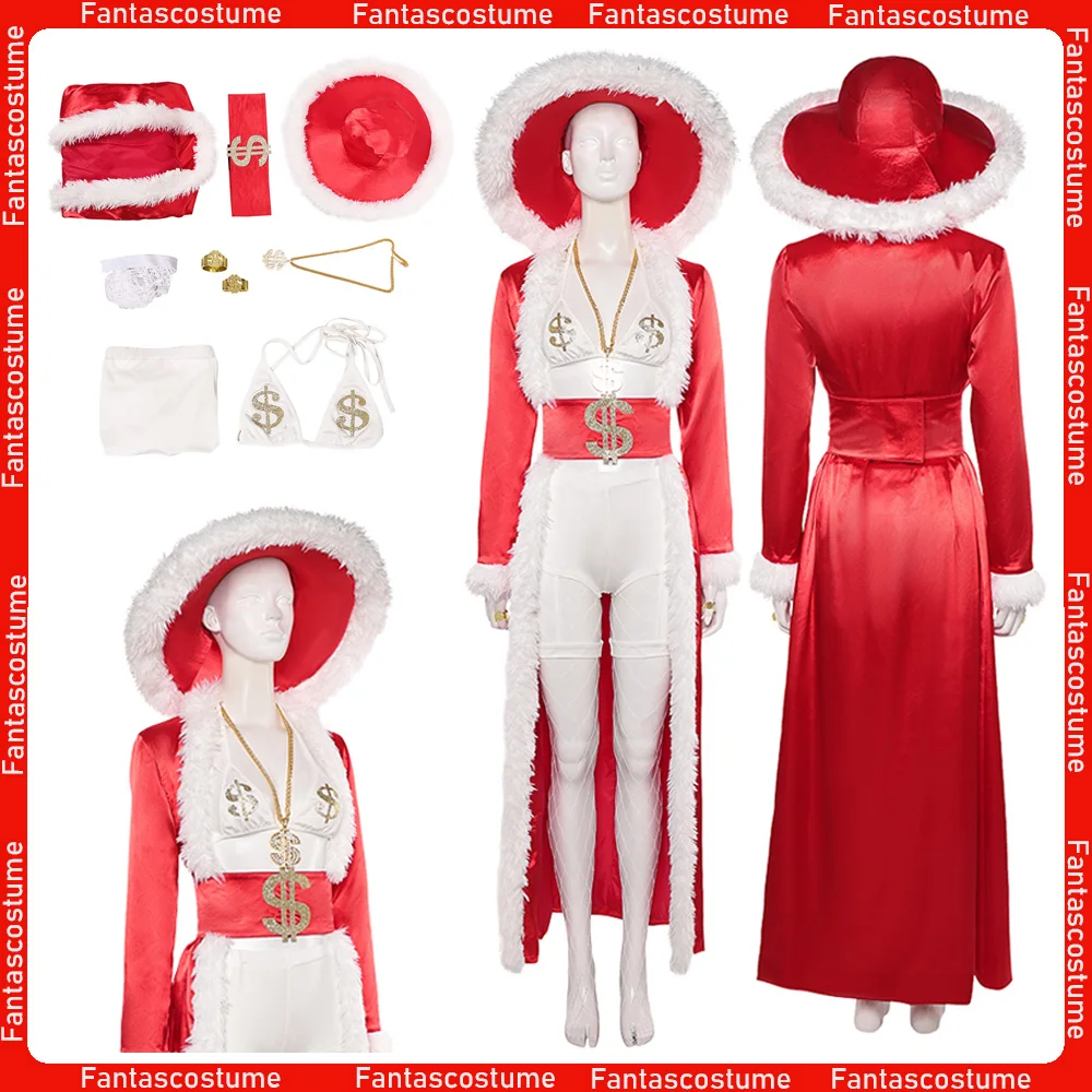 

Adult Women Cosplay Stage Red Costume Coat Pants Belt Hat Ring Necklace Outfits Halloween Carnival Dress Up Party Clothes Suit