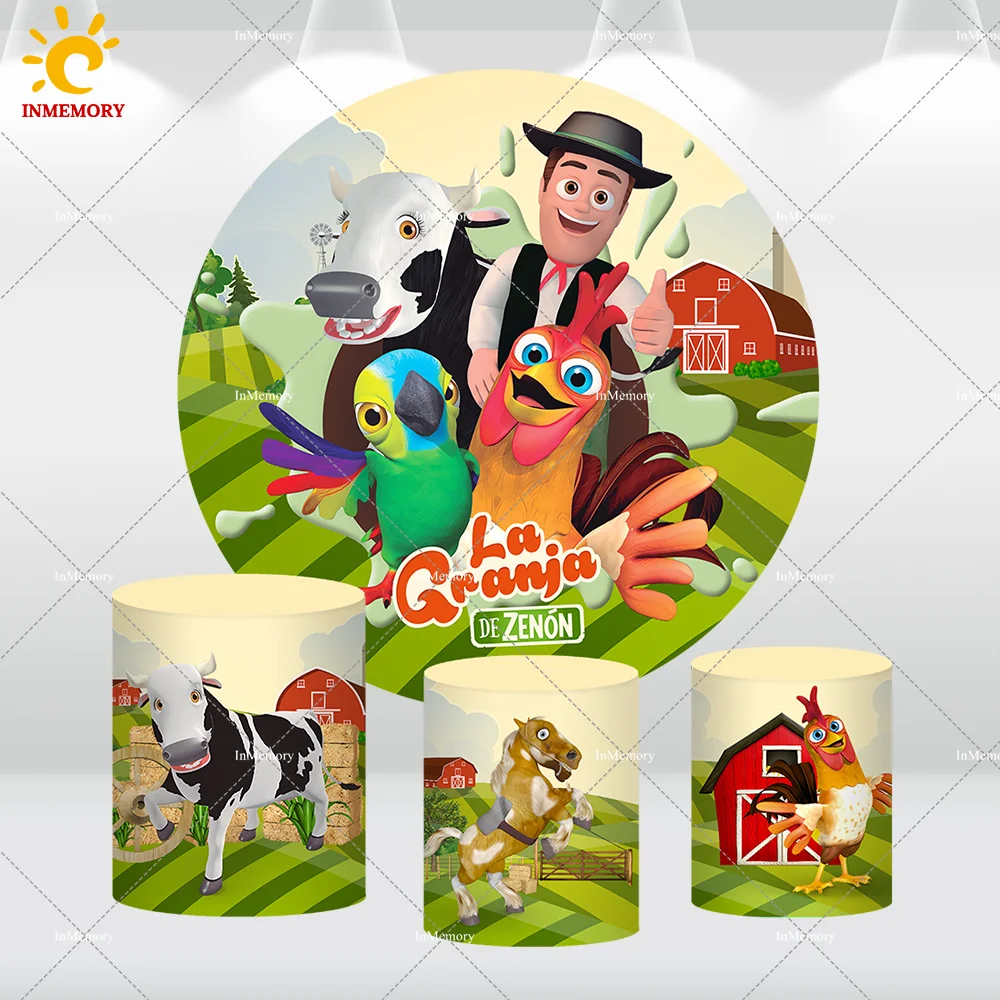 La Granja de Zenon детский день рождения круглый фон ферма сарай детский душ фон фотостудия торт стол баннер