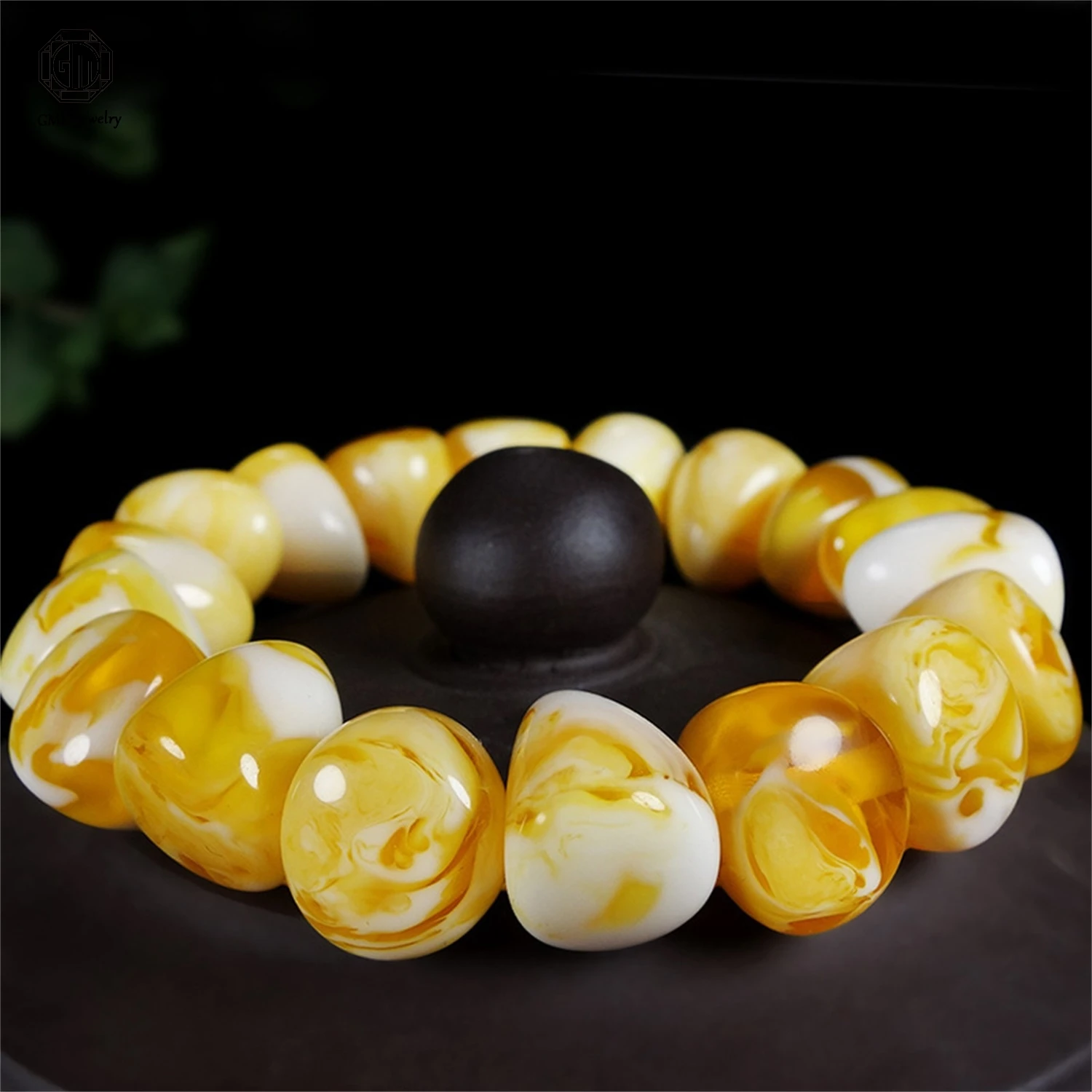 New Second Generation Honey Amber Round Beads Bracelet Simple Style Beaded Wristband For Women Men Everyday Jewelry Gift