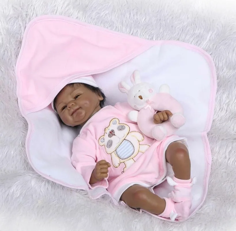 18'' Reborn Baby Biracial Black African American Handmade Nursery Ethnic Toddler Baby Dolls