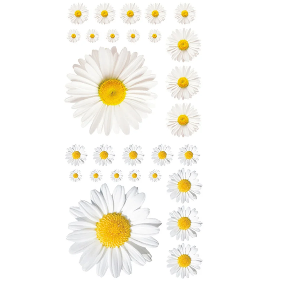 Wall Daisy Stickers Sticker Flower Decal Decals Mural Wallpaper Decor Self Floral Adhesive Decorative Bedroom Room Removable