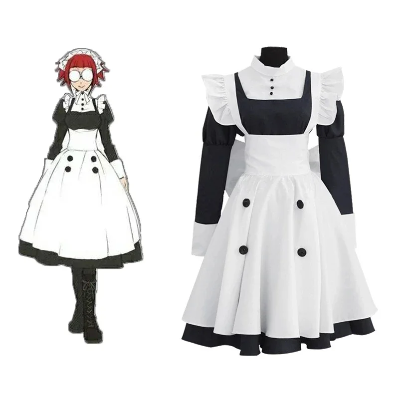 Anime Black Butler Cosplay Costumes Maid Kuroshitsuji Mey Rin Maid Costume Woman Dress + Apron For Halloween Party Carnival