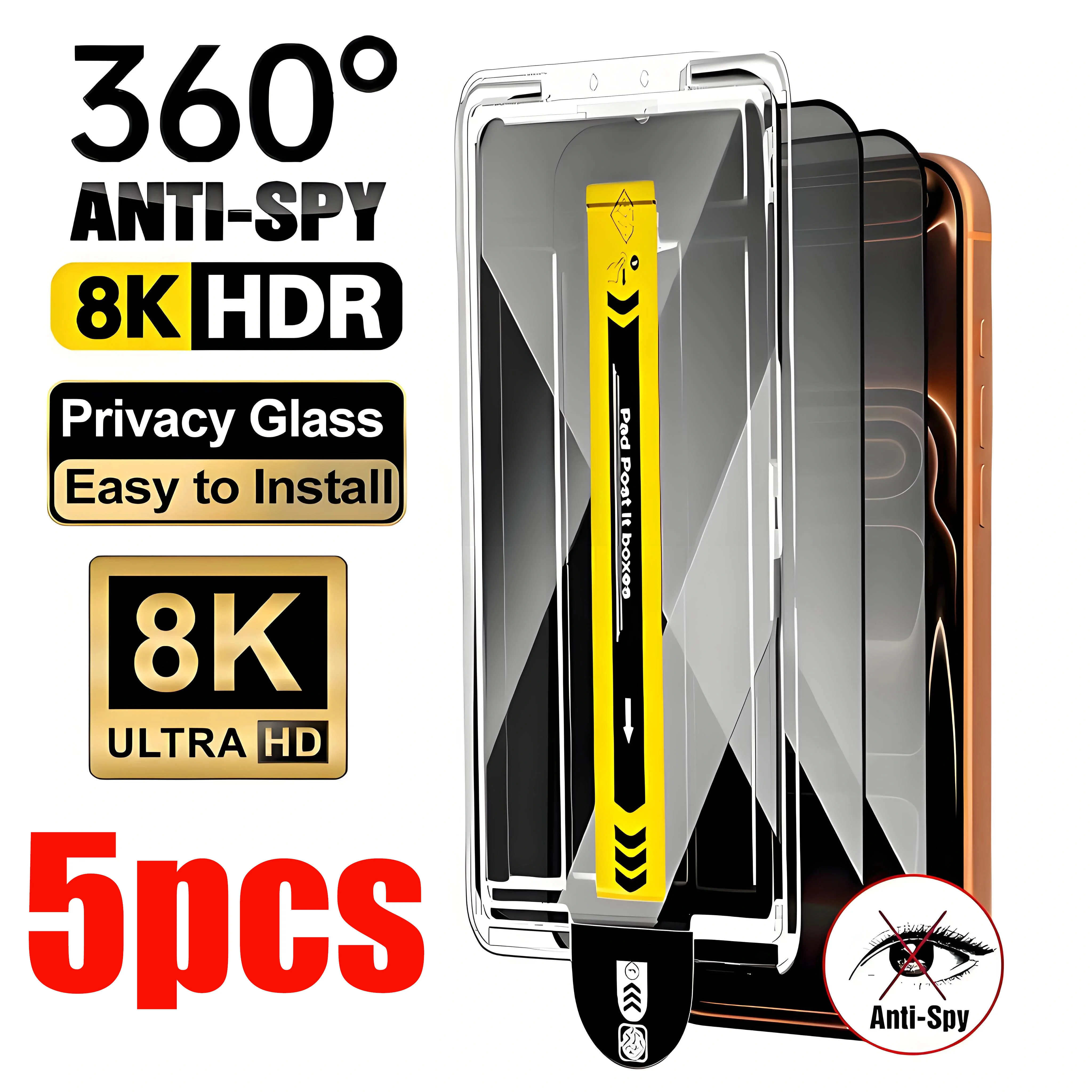 5PCS Anti Spy Screen Protector Für iPhone 17 Pro Max 16 11 13 15 12 Mini 14 Plus 16e XS XR 6 7 8 Privatsphäre Gehärtetem Glas Film