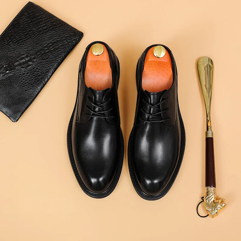 

Men's Premium Leather Dress Shoes Black Lace-Up Oxford Formal Shoes Non-Slip Comfortable Business Shoes for Men & Wedding Events