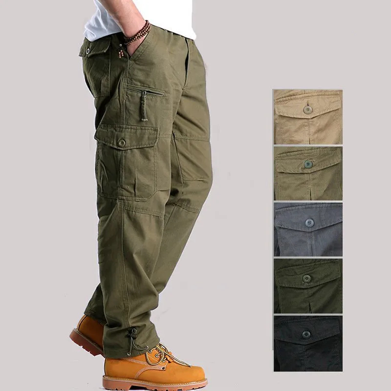 

New Mens Cargo Work Pants Ripstop Outdoor Casual Hiking Pants Tactical Trousers with Multi Pockets Elastic Waist Loose Joggers