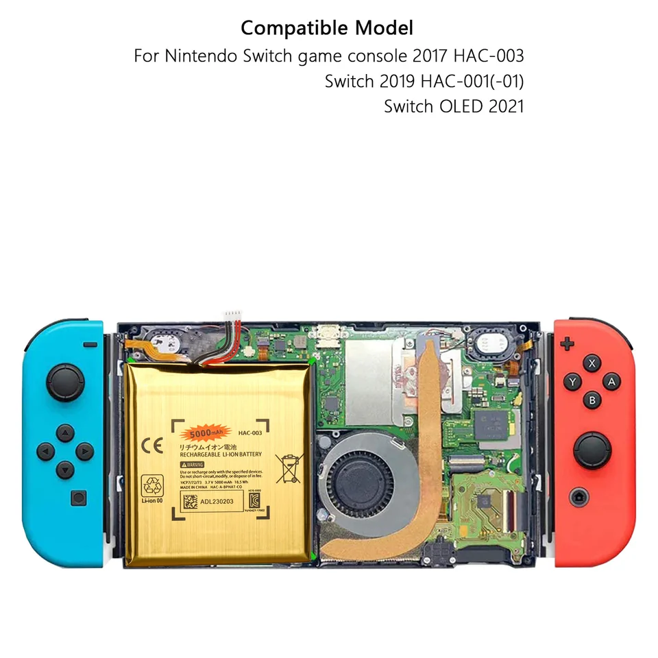 Nintendo Switch用バッテリー5000mAh,HAC-003コンソール用,HAC-001,HAC