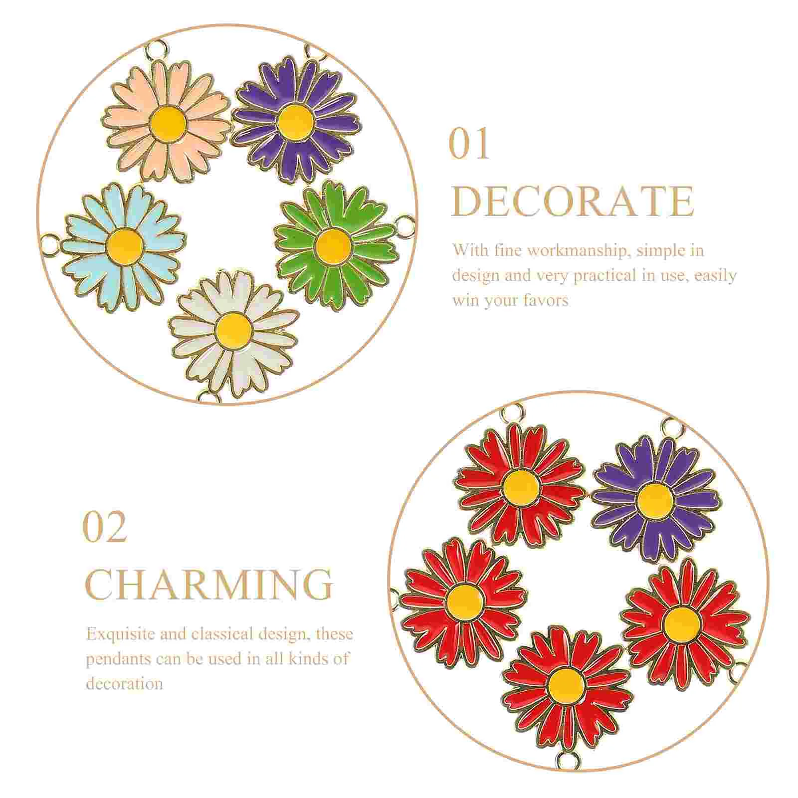 20 Pcs Floral Charms Pendant Jewelry Accessories Necklace Daisy-shaped Ornaments