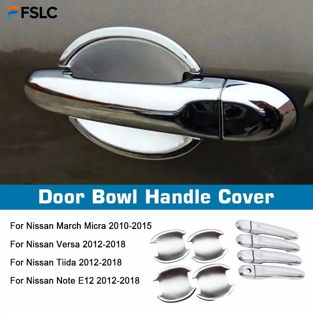

Decoration Door Bowl Handle Cover For Nissan Note E12 Nissan Versa Tiida 2012-2018 Nissan March Micra 2010-2015 Chrome Silver