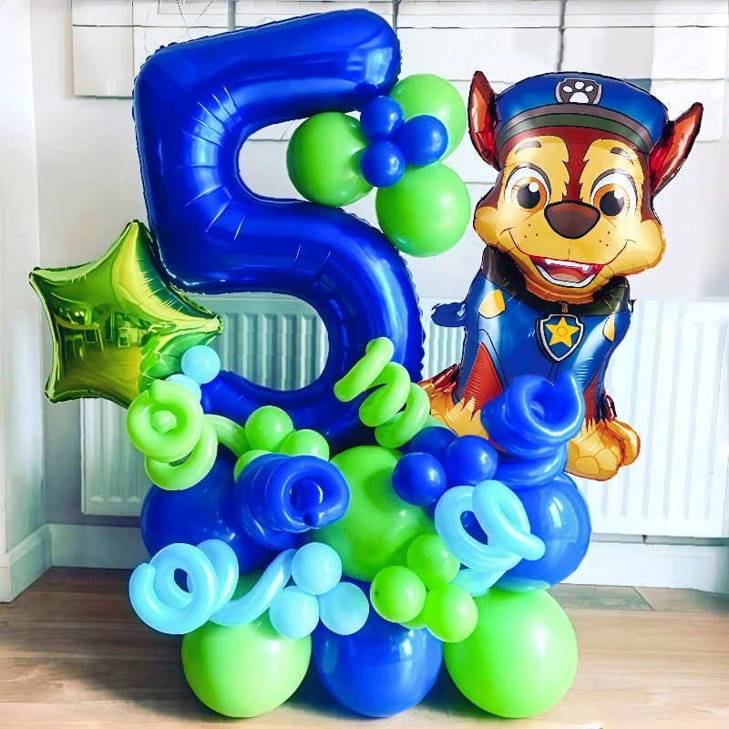 Balão Metalizado Patrulha Canina Resgate Chase Skye, Presente para Bebê, Decoração de Festa de Aniversário Infantil com Número Digital, Suprimentos e Brinquedos