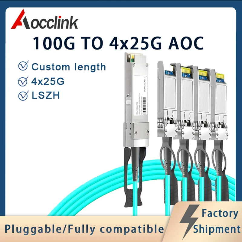 QSFP28 100G naar 4x25G AOC-kabels Ethernet Actieve Optische Breakout-kabel Om3 LSZH-kabel voor Mellanox 3m, 5m, 7m lengte
