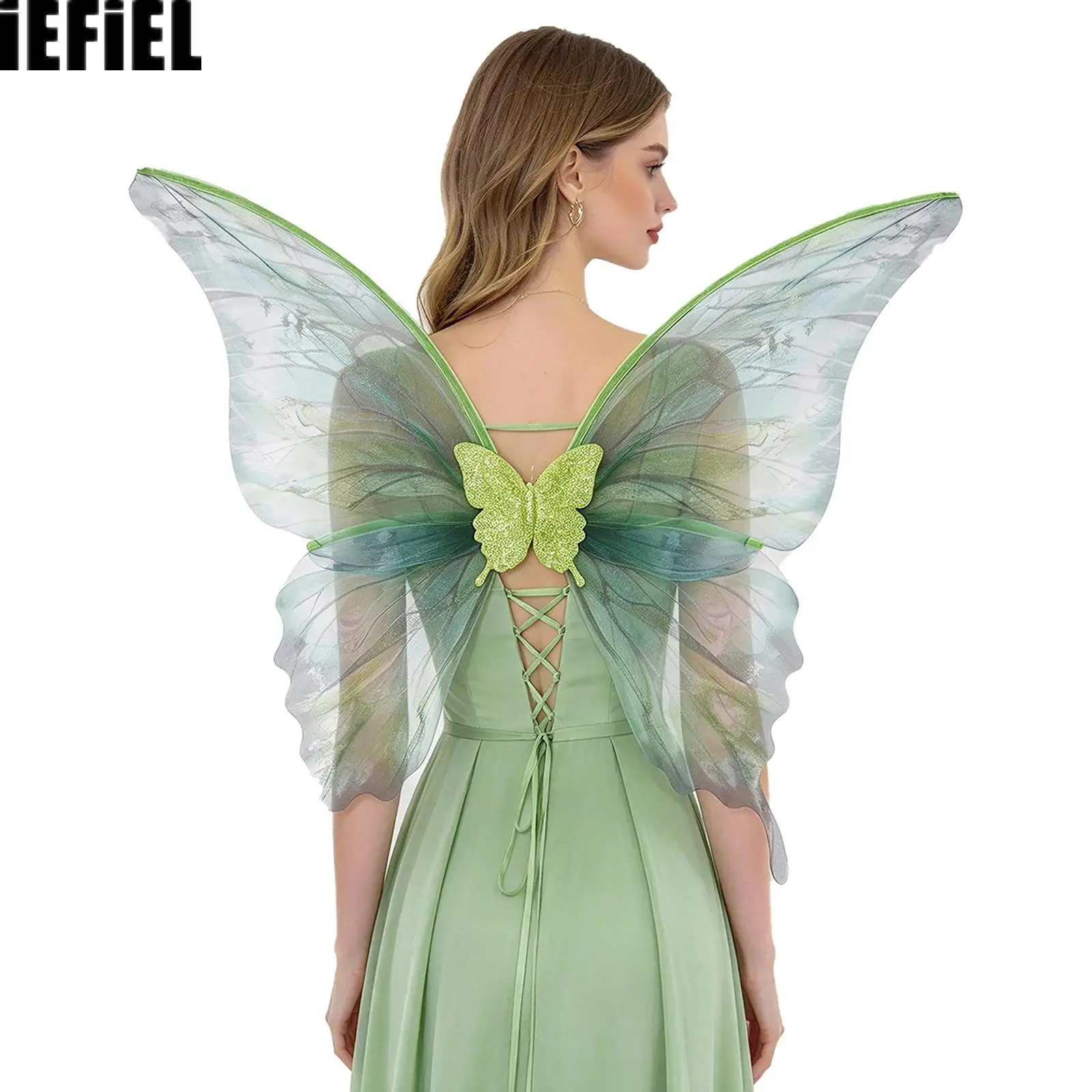 Kids Adults Butterfly Fairy Role-play Wings Back Accessory with Elastic Bands for Halloween Theme Party Stage Performance