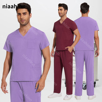 NiaaHinn Surgical Uniforms Anti Static Operating Room Hand Washing Clothes Men Women Short Sleeved Oral Dental Doctors' Work Set