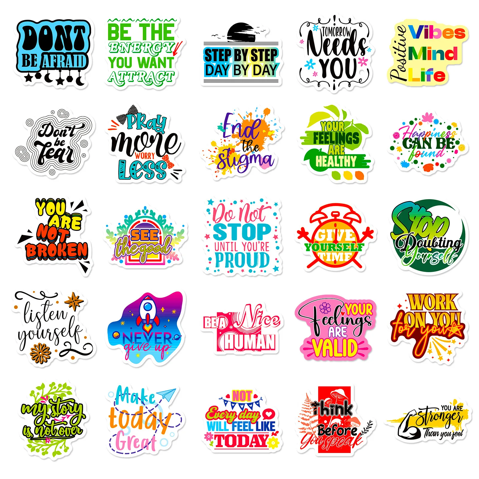 10/25/50pcs Inspirational Words Stickers Motivational Quotes for DIY Decals Waterproof Scrapbooking Phone Laptop Book