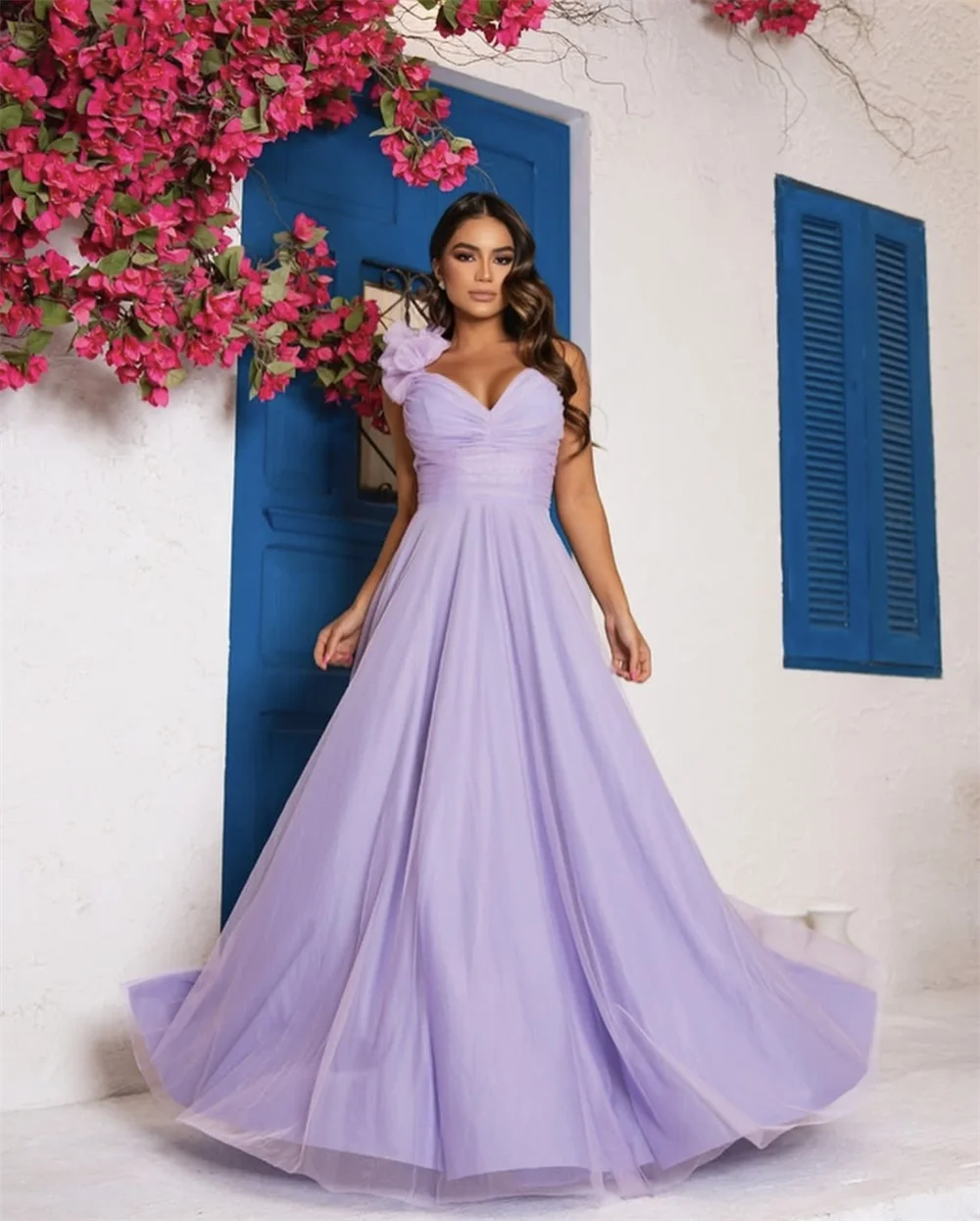 Jessica Purple Prom Dress one Shoulder Tulle Evening Dresses Prom Dresses Elegant Lady Wedding Party Dresses 2024Wedding Dress