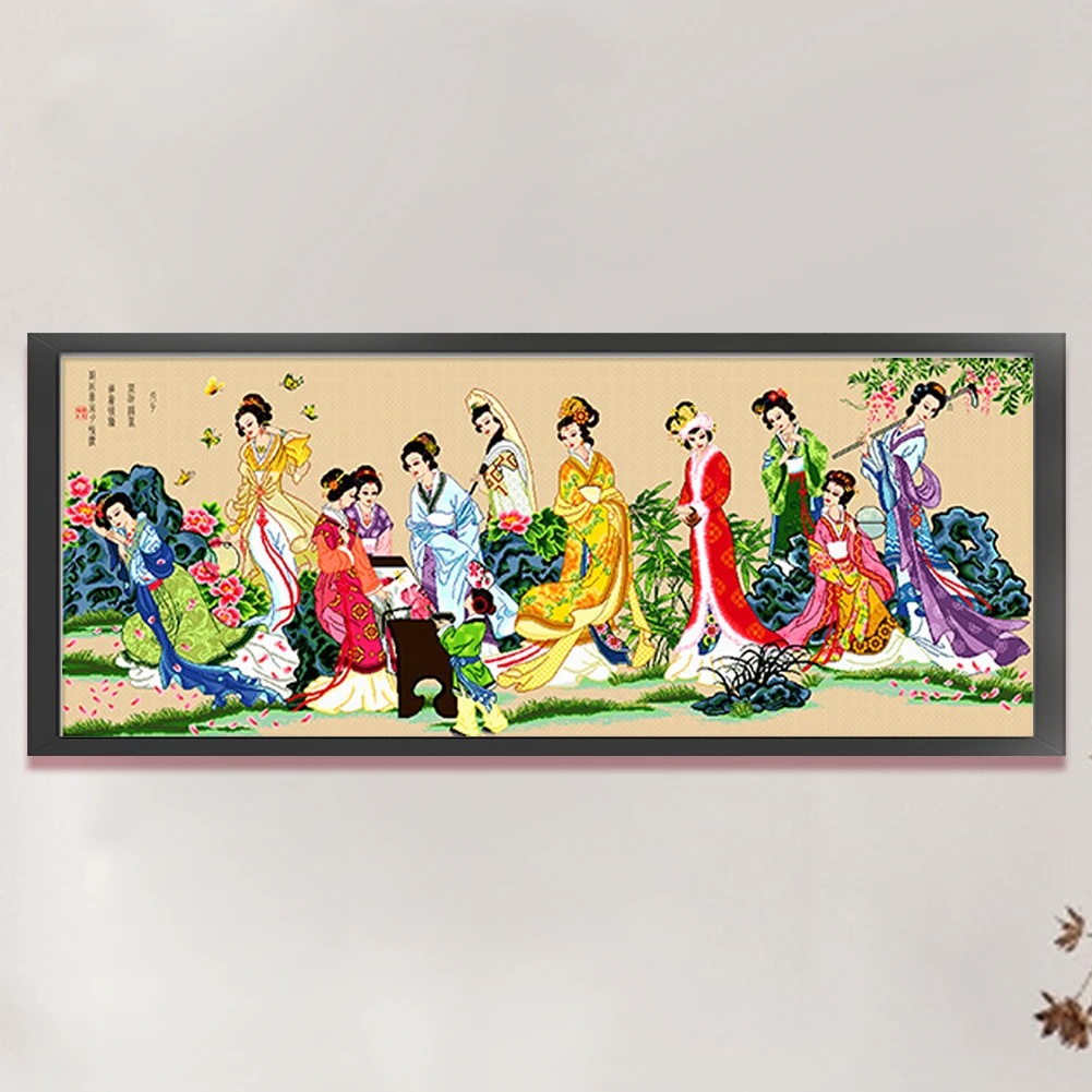 

241*97cm 11CT 3 Dream Red House Coss Stitch Embroidery Kit Strands Printed 86 Colors +8 Kinds Embroidery kits for Beginners