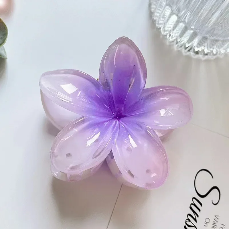 Six colors Gradient Flower Hair Accessories Set Beach Style Hairpins Flower Claw Clips Summer Flower Hairpins Hawaiian Style