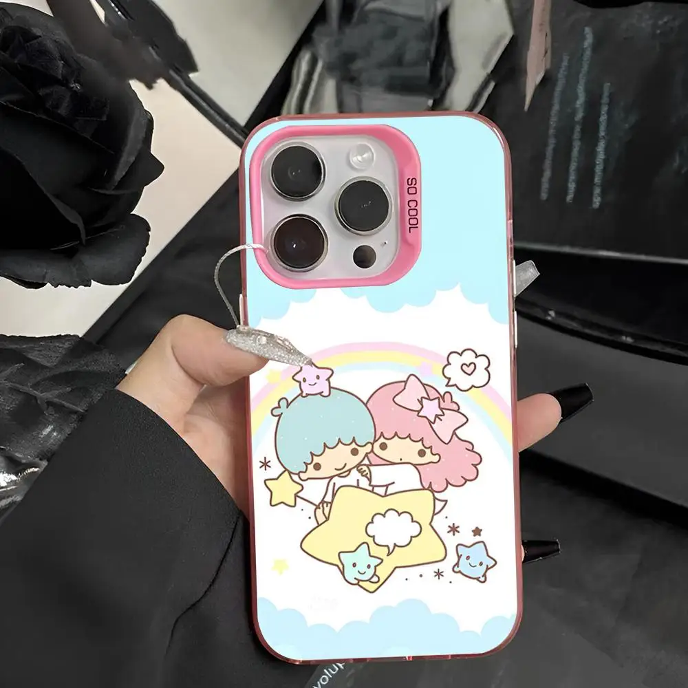 Sanrio Little Twin Stars Phone Case 2024 IMD Case For IPhone 16 15 Pro XR XS 7 8 Plus SE2024 Shockproof Color Phone Funda Cover