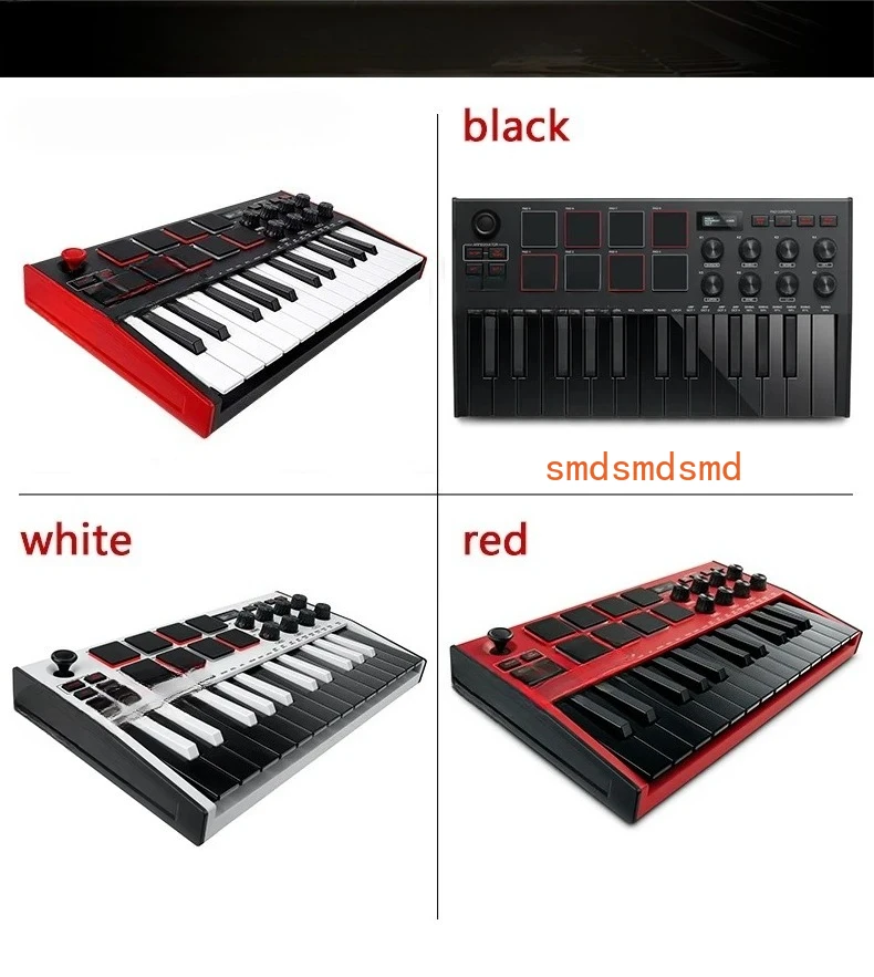 Professional  Mini MK3 - 25 Key USB MIDI Keyboard Controller With 8 Backlit Drum Pads, 8 Knobs (Grey)