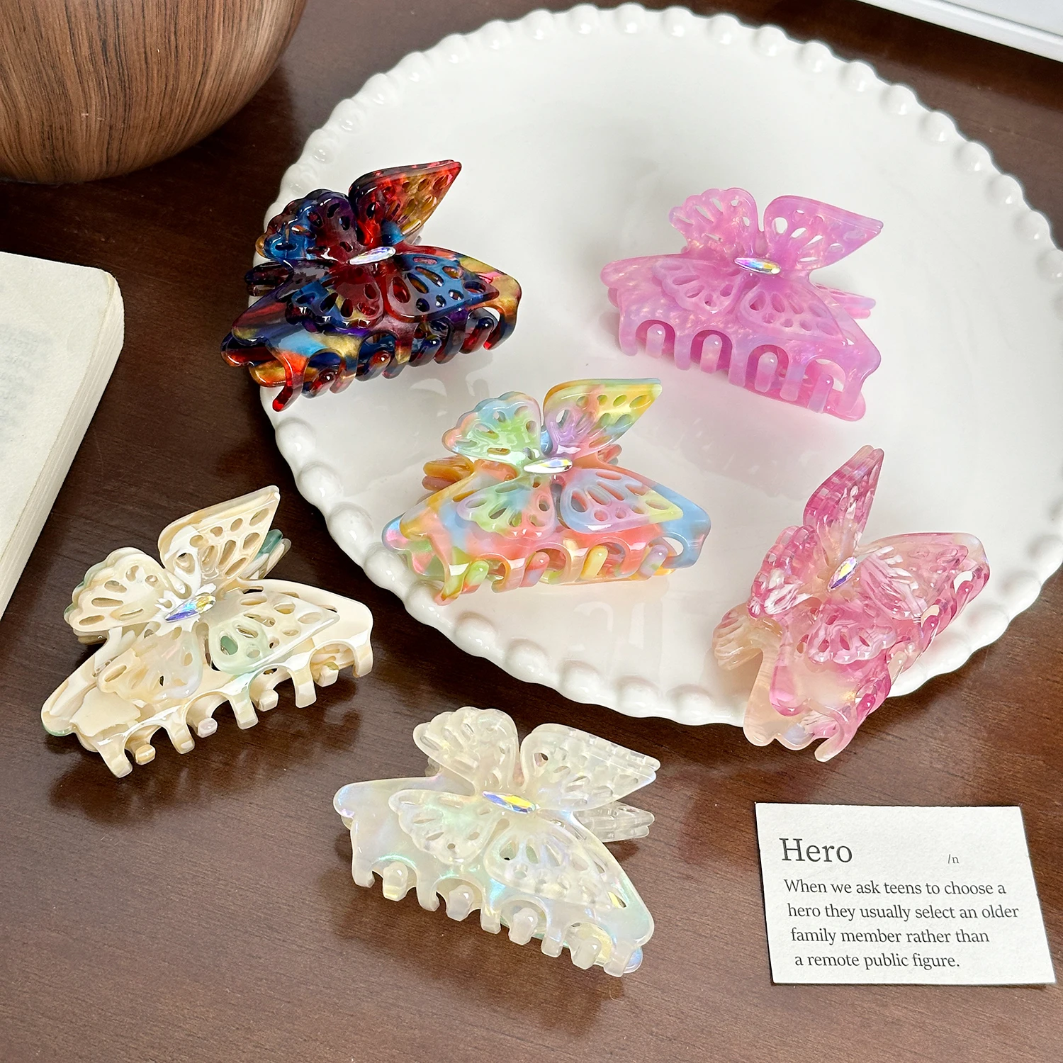 

Dowell French Hollowed-out Butterfly Hair Clips, A High-end Ponytail Grab Hair Accessory