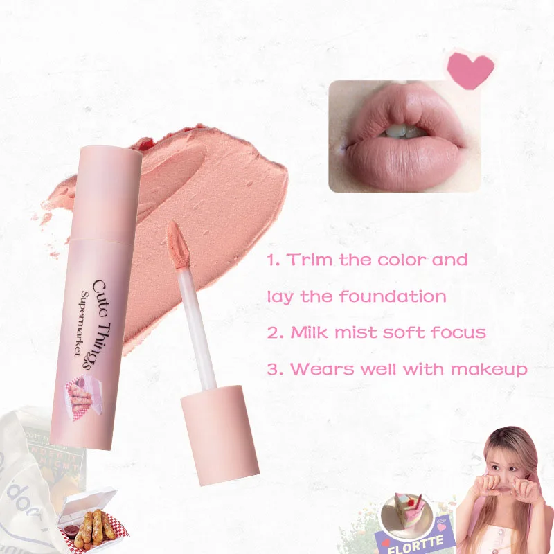 Darmowa wysyłka FLORTTE Loria Strange Melia Lip Clay Matte Velvet Longlasting Deep Lip Layering Primer Lip Cream Lipstick Cosmetic