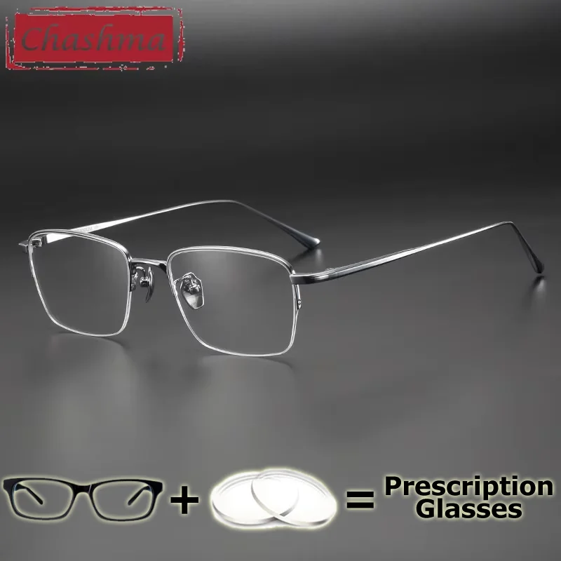 

Chashma Prescription Glasses Men Semi Eyeglasses Frames Photochromic Myopia Pure Titanium Optical Lenses with Recipe Spectacles
