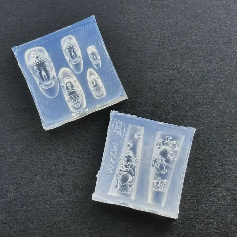 Buddha Head God Of Wealth 3D Acrylic Mold Nail Art Decoration DIY Silicone Manicure Template For Nail Charm
