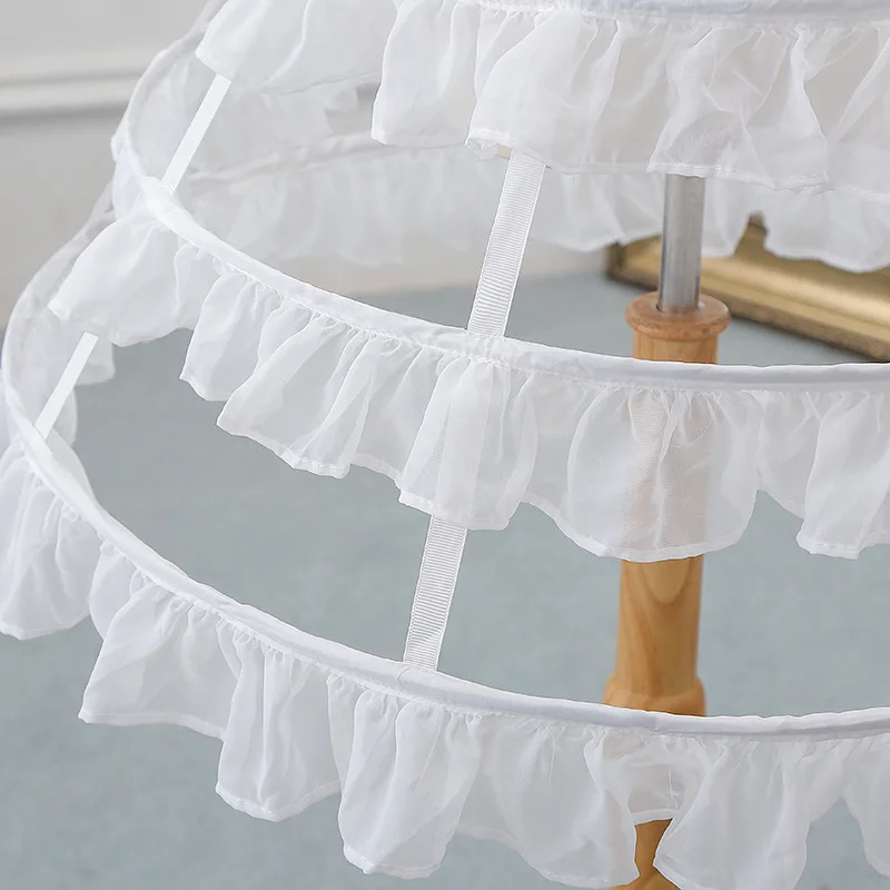 Multi-Cirkel Kant Crinoline Lolita Ondersteuning Pettiskirt Trouwjurk Formele Jurk Drukte Crinoline Double-Layer Garen Ondersteuning