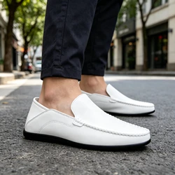 Men's Italian Genuine Leather Loafers Designer Slip-On Driving Moccasins Boat Shoes Plus Size 46-47 Breathable Zapatillas Hombre