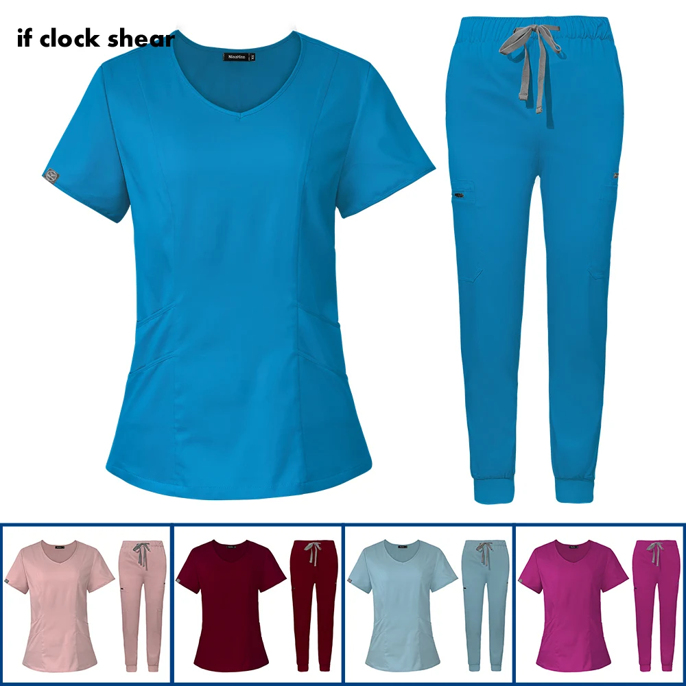 

V-neck Laboratory Workwear Dental Clinic Doctor Uniform Beauty Salon Work Uniform Surgery Suit Short Sleeved Women's Spa Uniform