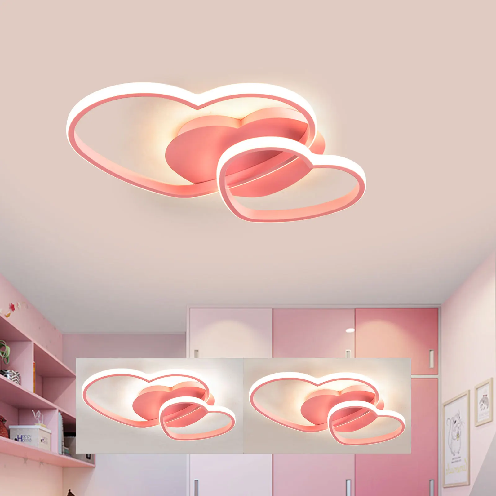 

Heart-Shaped Ceiling Light, Dimmable LED Light Fixture With Remote Control, Adjustable Brightness & Color Temperature