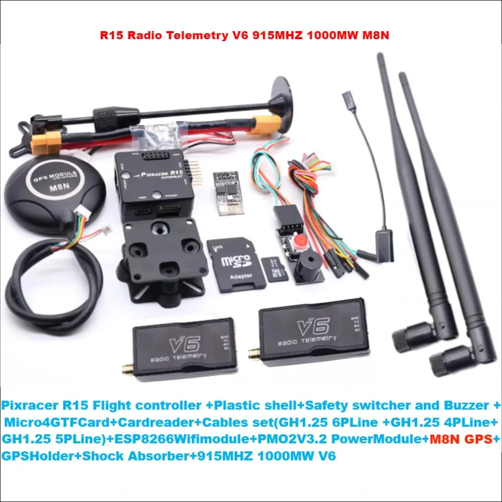 PIXRACER R15 الطيار الآلي Xracer PX4 Pixhawk وحدة تحكم في الطيران M8N/M9N/M10 نظام تحديد المواقع راديو القياس عن بعد V6 مجموعة سعيد كوادكوبتر اردووبيلوت