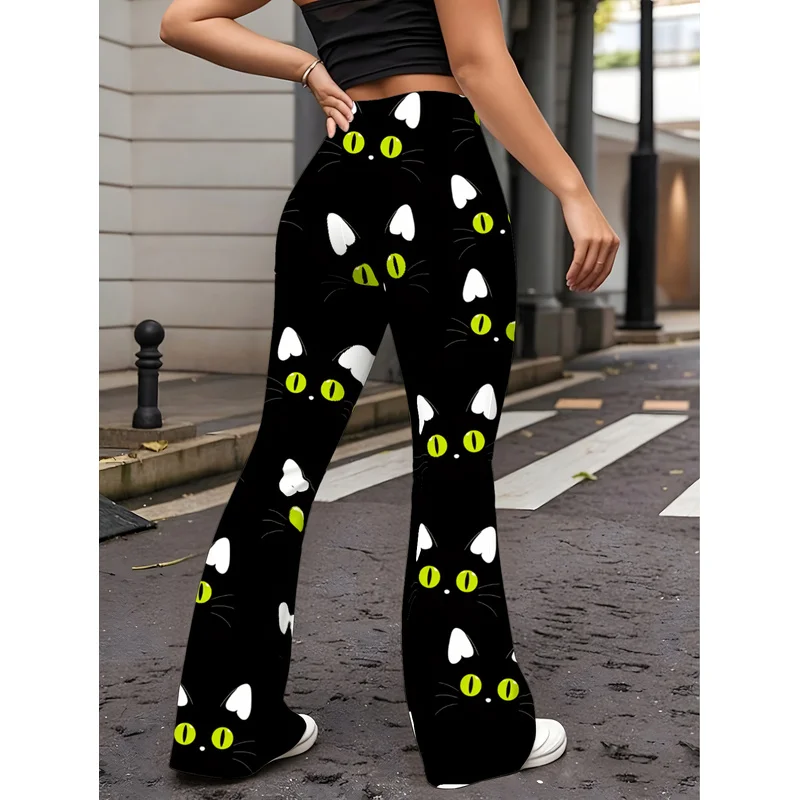 Girls All Over Print Flare Pants Stretchy Bell Bottom Leggings Elastic Waist Pants for Tween Teens Back to School Outfit