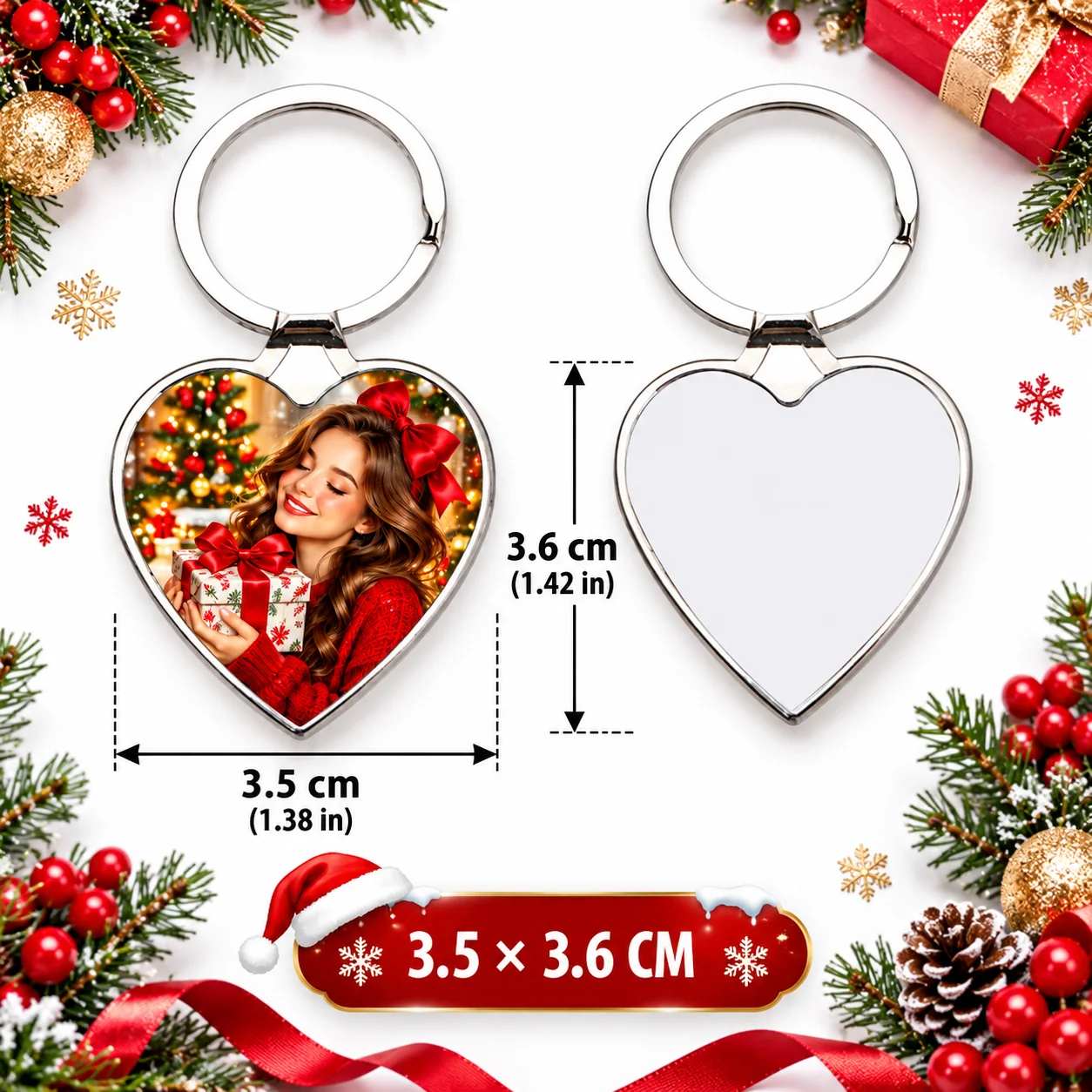 10PcsSublimation Blank Heart Metal Keychain, Sublimation Ready Photo Keyring, DIY Craft Blanks for Valentine’s Day & Christmas