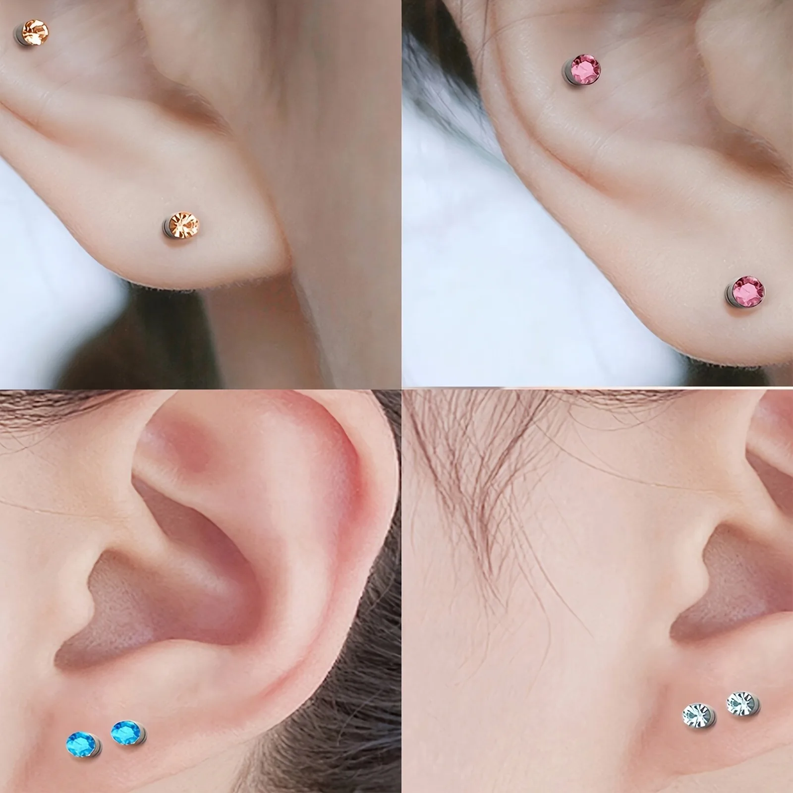 4/9 Paar/Set Ohrclips aus Edelstahl und gefälschte Nasenstecker, kein Piercing erforderlich, direkt tragen modische Clip-On-Ohrringe – Detail 2