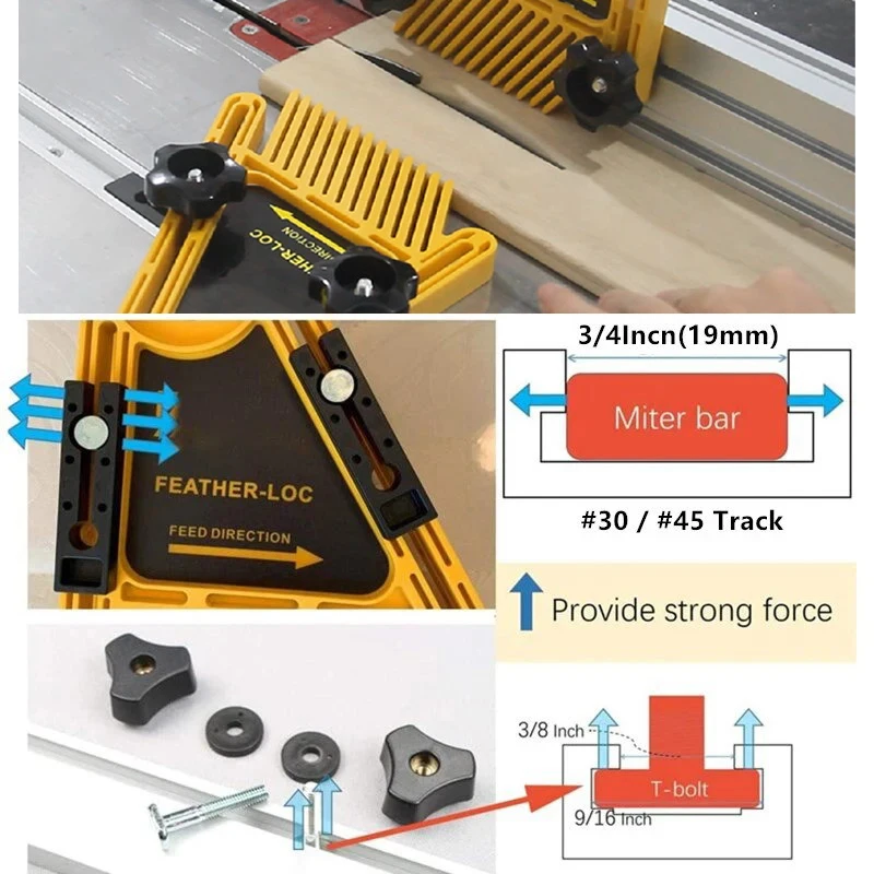 Imagem -03 - Double Feather Loc Board para Carpintaria Serra de Mesa Push Block Roteador Mesa Carpintaria Gravura Serra Circular Ferramentas Diy