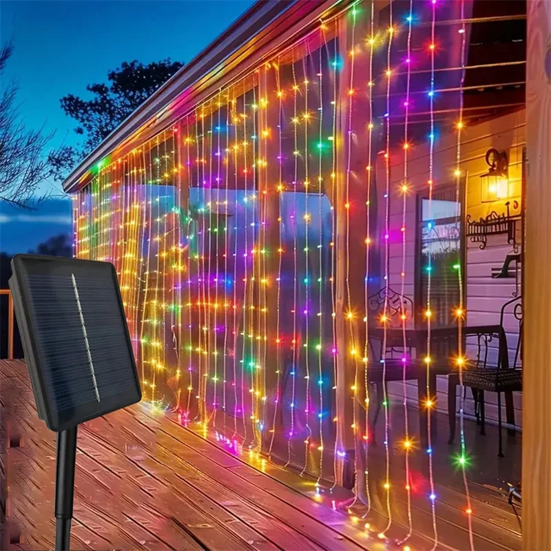 الستار الشمسية الجنية ضوء سلسلة التخييم جو الحفلات ديكور جارلاند مصباح في الهواء الطلق حديقة الصيف ديكور المنزل