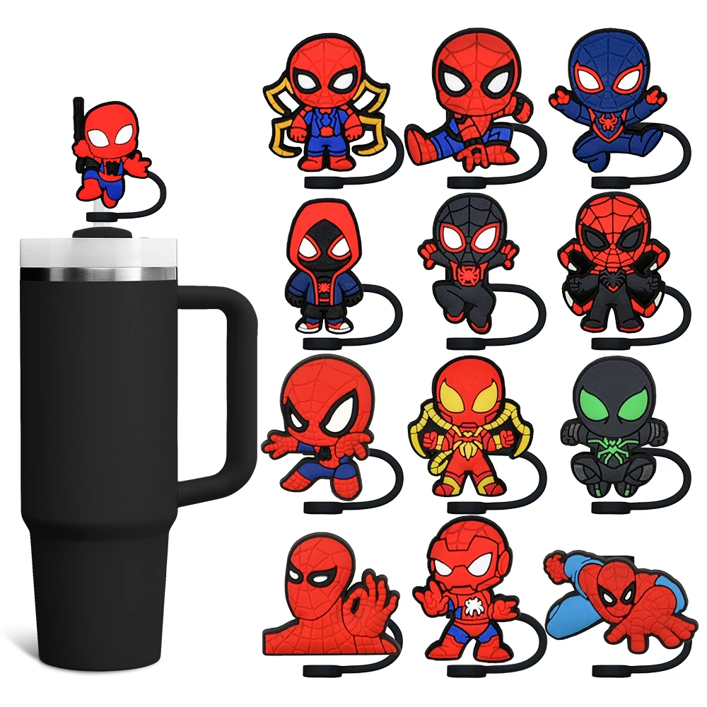 Hot Toys The Marvel Straw Cover Cap 10MM Drinking Straw Plug Silicone Splash Proof Straw Cap Accessories Charms Pendant Gift