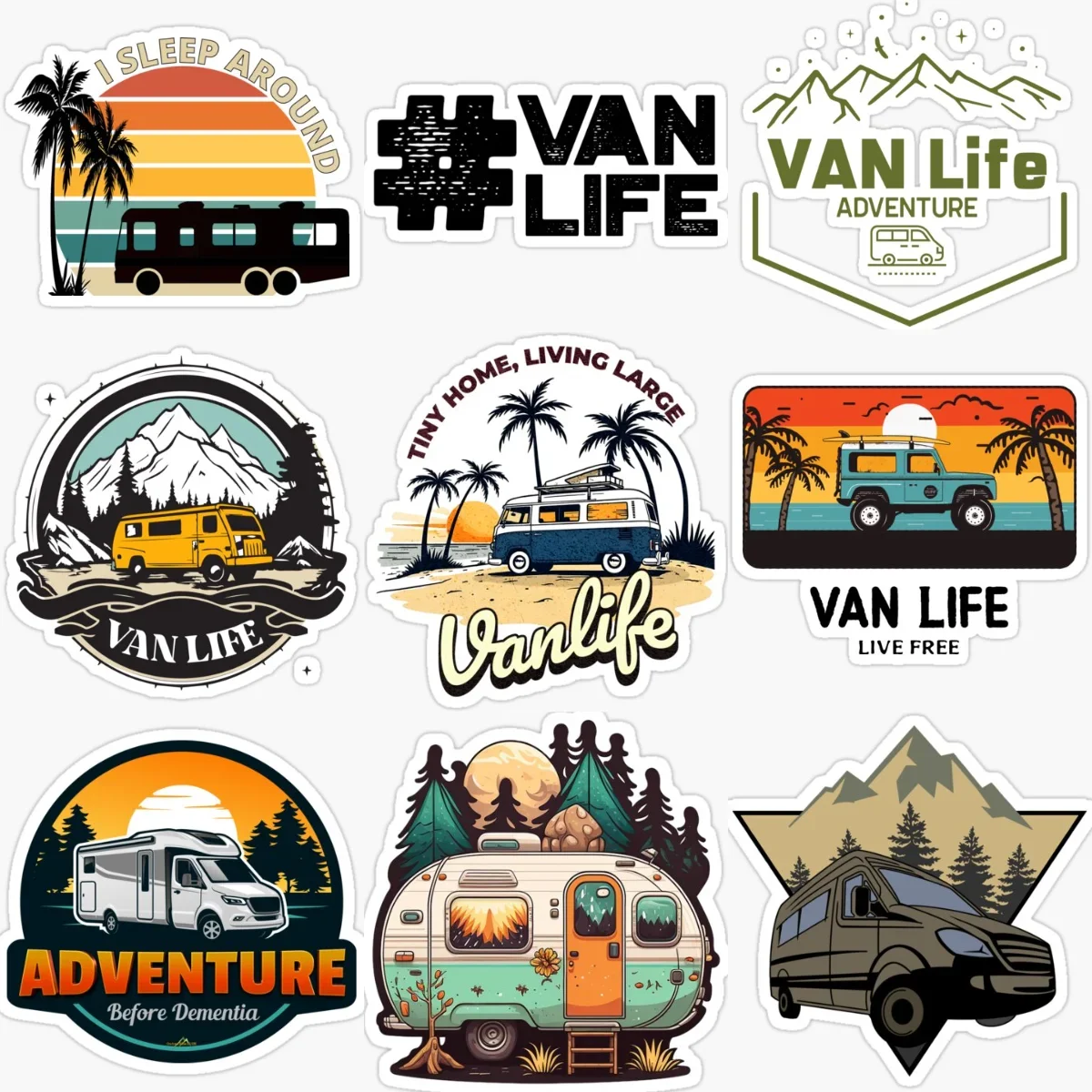 

Van Life Travel Camping Creative Waterproof Car Stickers for Car Motorcycle Off-road Helmet Window Wall Decoration Accessories