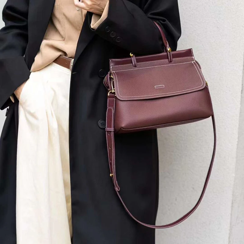 Luxury Women Genuine Real Leather Vintage Retro Shoulder Bag Female Large Capacity Tote Messenger Handbag Lady Flap for Girls