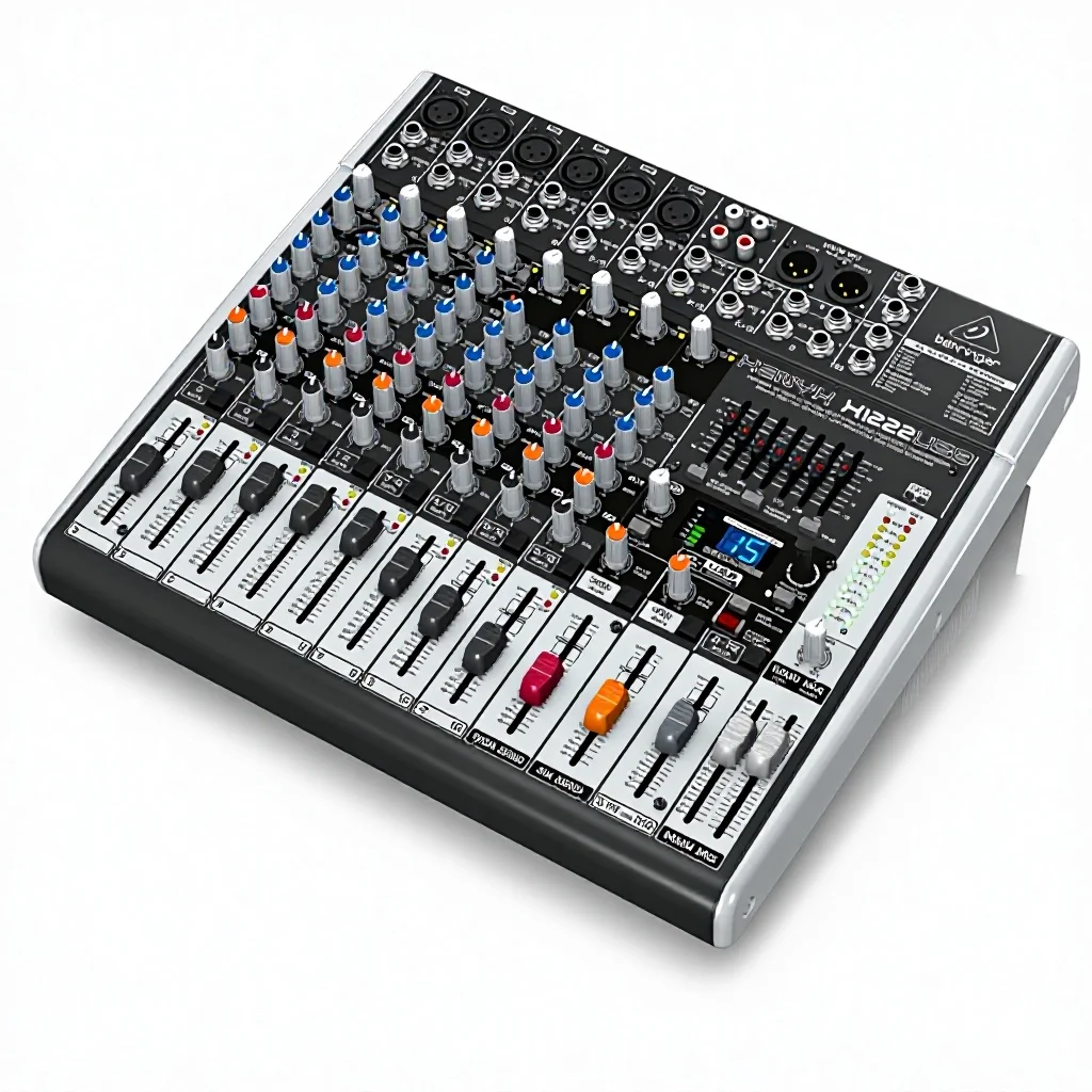 Behringer XENYX X1222USB Premium 16-Input 2/2-Bus Mixer Mic Preamps Compressors British EQ 24-Bit Multi-FX Processor USB/Audio