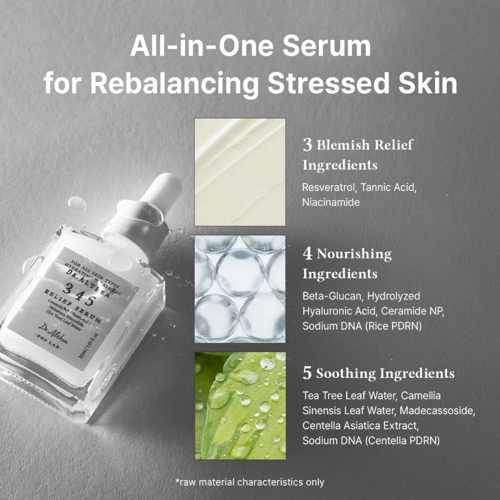 Dr.Althea 345 Relief Serum 30ml Korean Skin Care Soothing Serum For Sensitive Acne Prone Skin Repair Skin Barrier Calming Rednes