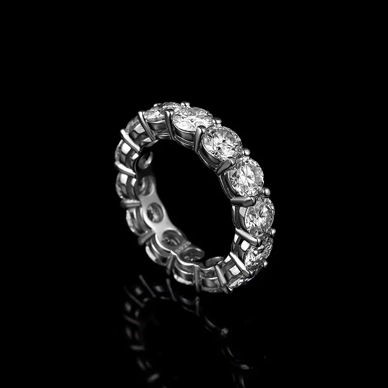 

Кольцо Eternity с муассанитом 5 мм D цвета для женщин, стерлинговое серебро S925, бриллиантовое обручальное кольцо, обручальное кольцо anillos, ручные украшения
