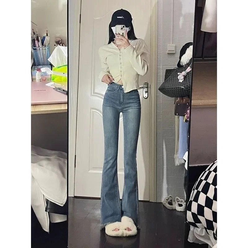 Bootcut Jeans Woman Vintage Y2K Pleated Drapey Barrel Chic Sides Studs Decorate Trendy Patch Clothing Patchwork Plus Size Ladies