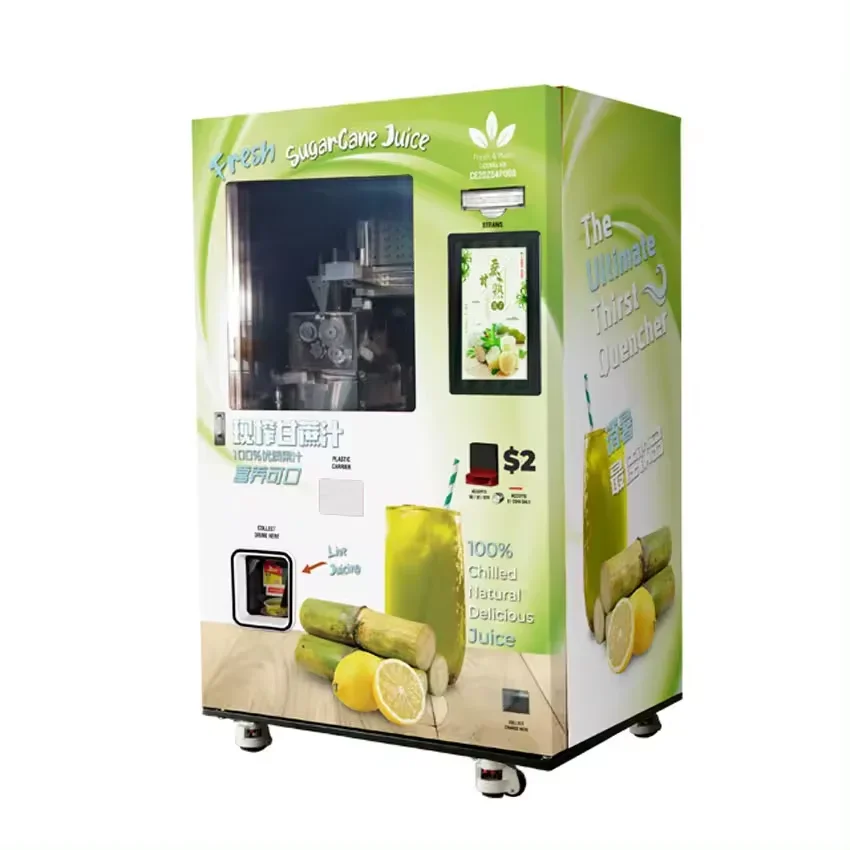 Micron Fully Automatic Fresh Squeezely Sugarcane Juice Machine Sugar Cane Vending Machine