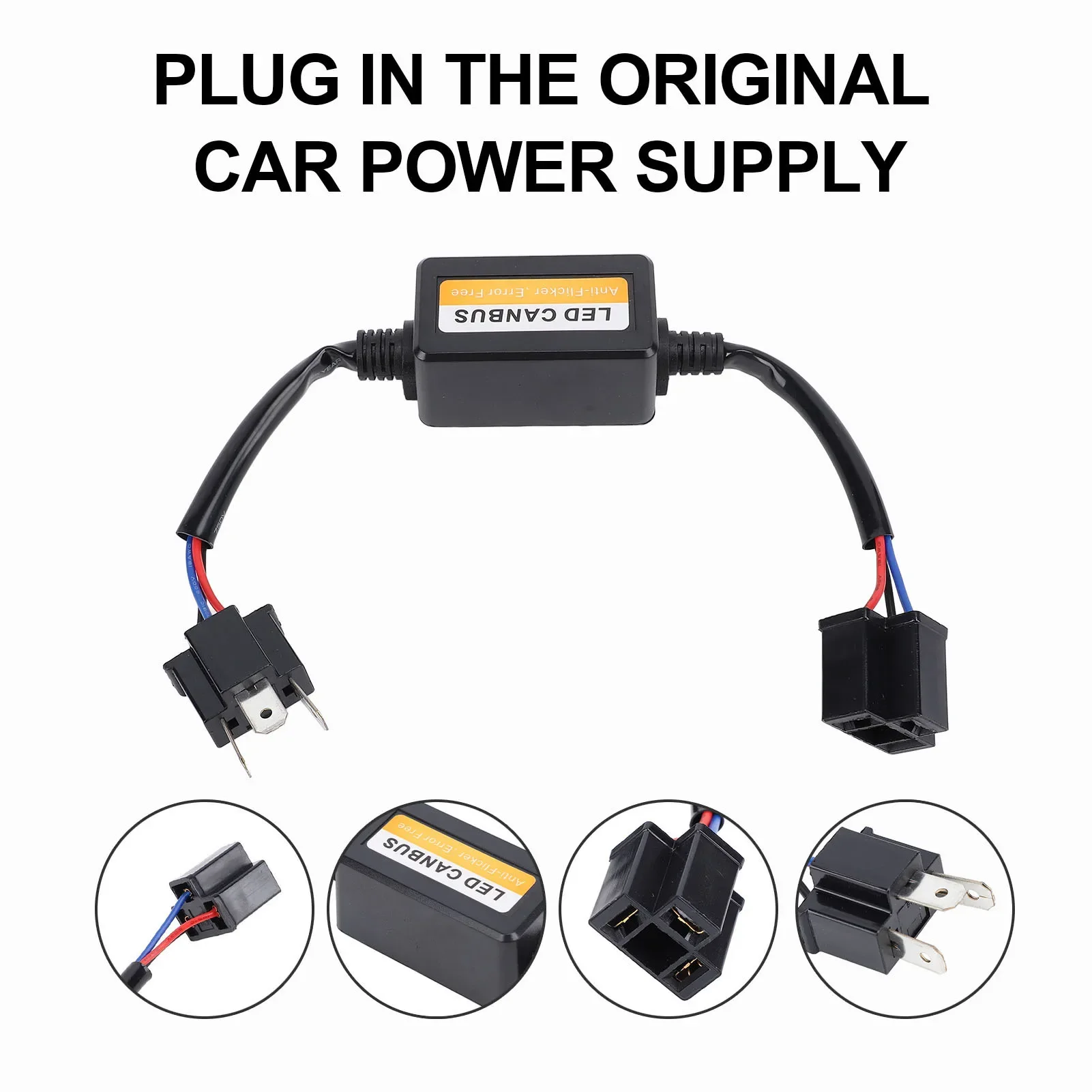

1/4PCS H1/H4/H7/H11/9005/9006 Automotive LED Decoder Black Anti-Flicker LED Canbus Decoder Fault Eliminator Auto Accessory