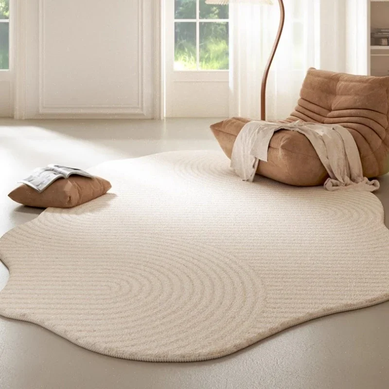 Cream Style Carpets for Living Room Irregular Shapes Bedroom Decor Soft Carpet Fluffy Plush Bedside Rug Washable Study Floor Mat