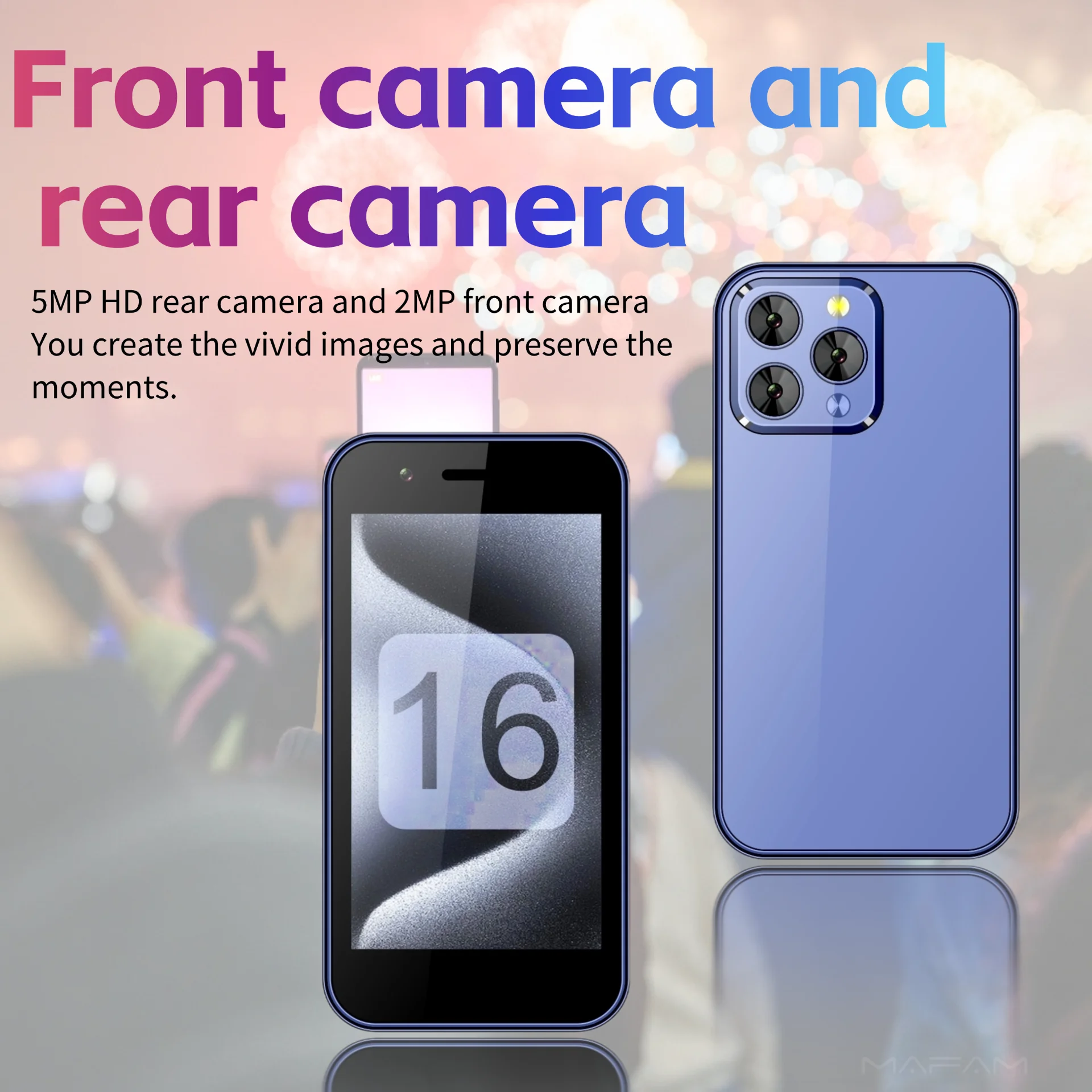 Portable Mini Pocket Phone Android 8.1 OS 2.95" HD Screen Two SIM Cards 3G WiFi Hotspot Smart Phone Play Store 2GB+16GB GPS